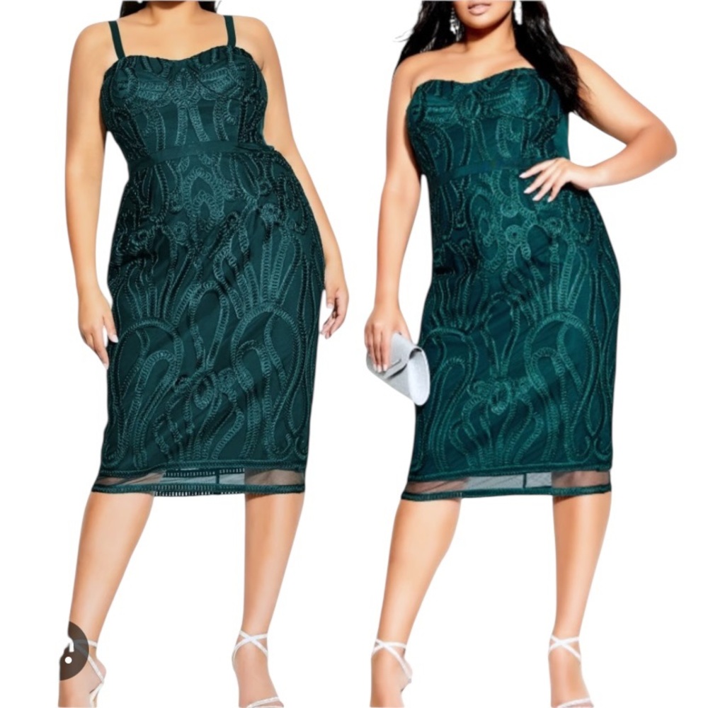 Elegant Green Lace Midi Dress